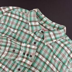 VTG Gap Western Flannel Shirt Mens GAP XXL 2XL Green Plaid Pearl Snap Cowboy Y2K
